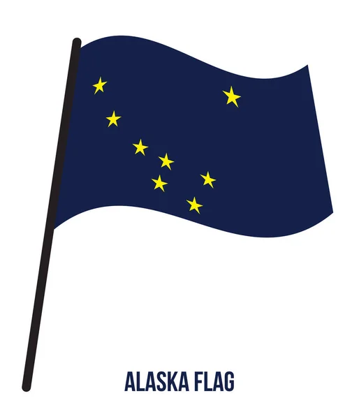 Alaska (U.S. State) Bandera ondeando Vector Ilustración sobre fondo blanco — Archivo Imágenes Vectoriales