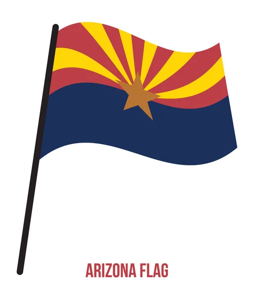 Illustrazione del vettore sventolante della bandiera dell'Arizona (stato degli Stati Uniti) su sfondo bianco — Vettoriale Stock