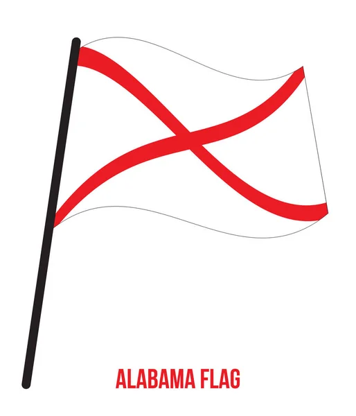 Alabama (U.S. state) flagga vifta vektor illustration på vit bakgrund — Stock vektor