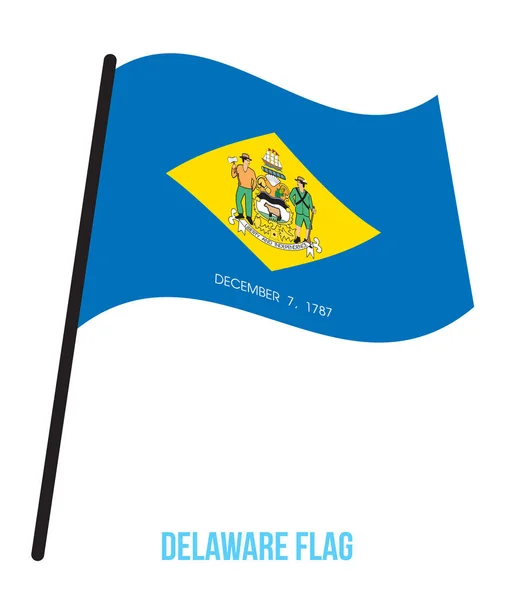 Delaware (U.S. state) flagga vifta vektor illustration på vit bakgrund — Stock vektor