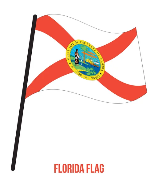 Florida (U.S. State) Flag Waving Vector Illustration on White Background — Stock Vector