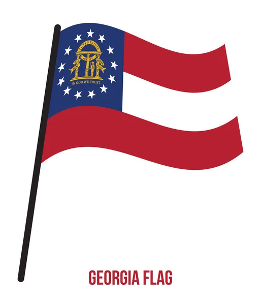 Gruzja (stan USA) flaga Waving wektor ilustracja na białym tle — Wektor stockowy