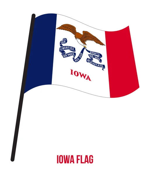 Iowa (ABD Devlet) Bayrak Beyaz Arka Plan Üzerinde Vektör İllüstrasyon Sallayarak — Stok Vektör