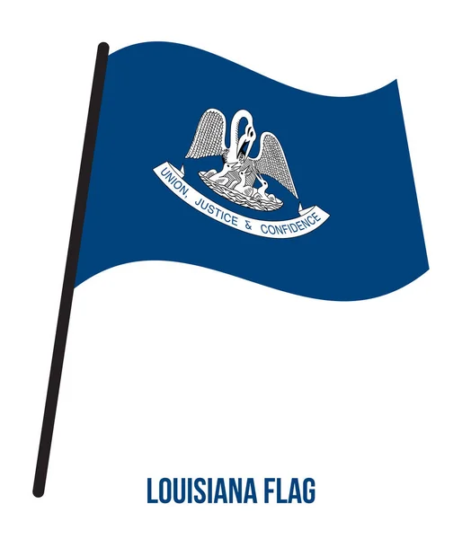 Louisiana (US-Bundesstaat) Flagge schwenkende Vektorillustration auf weißem Hintergrund — Stockvektor