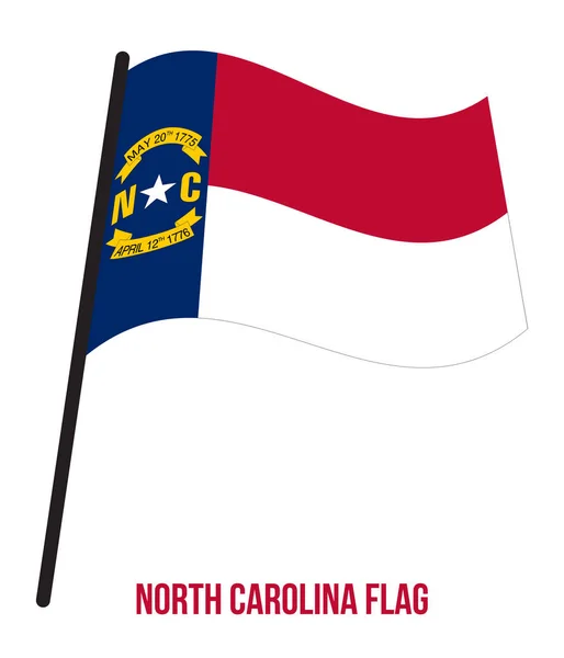 Karolina Północna (Stany Zjednoczone) flaga Waving wektor ilustracja na białym tle — Wektor stockowy