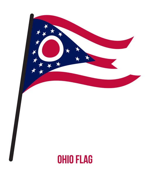 Ohio (US-Bundesstaat) Flagge schwenkende Vektorillustration auf weißem Hintergrund — Stockvektor