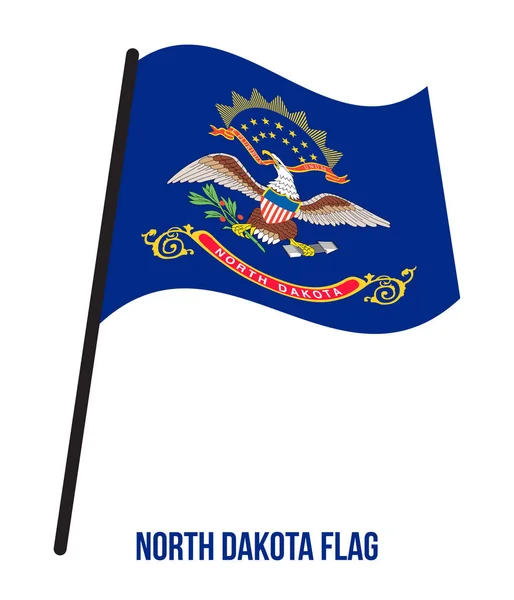 Kuzey Dakota (ABD Devlet) Bayrak Beyaz Arka Plan Üzerinde Vektör İllüstrasyon Sallayarak — Stok Vektör