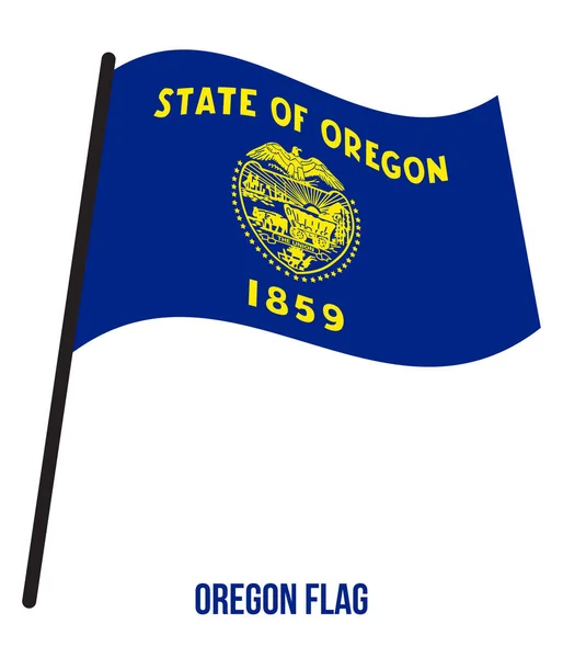 Oregon (Amerikaanse staat) vlag zwaaiende vector illustratie op witte achtergrond — Stockvector