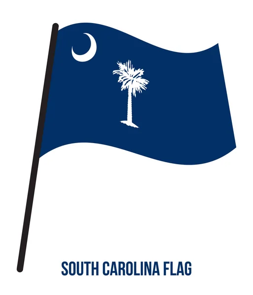 South Carolina (U.S. state) flagga viftande vektor illustration på vit bakgrund — Stock vektor