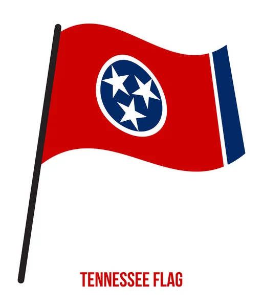Tennessee (Stany Zjednoczone) flaga Waving wektor ilustracja na białym tle — Wektor stockowy