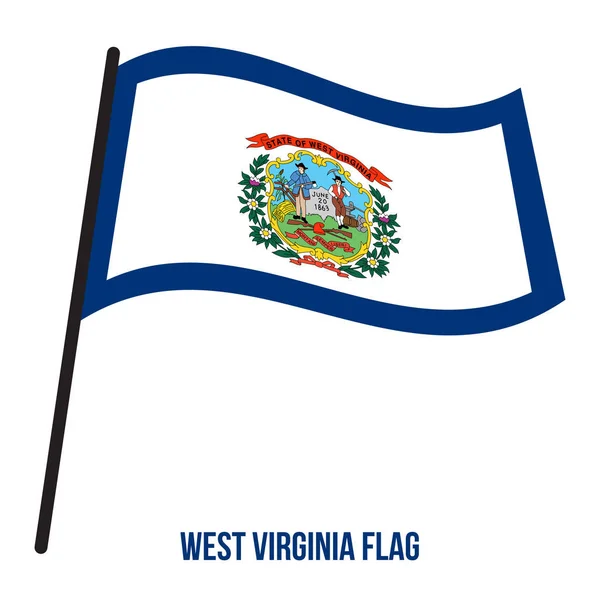 Västra Virginia (USA) Flagga Viftande Vektor Illustration på Vit Bakgrund — Stock vektor
