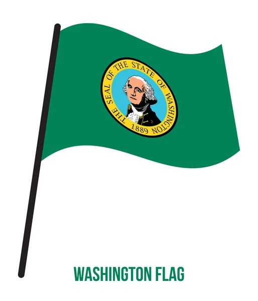 Washington (U.S. State) Bandeira acenando ilustração vetorial em fundo branco — Vetor de Stock