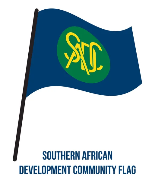 Κοινότητα ανάπτυξης Νότιας Αφρικής σημαία κυματιστό διάνυσμα εικόνα σε λευκό φόντο. — Διανυσματικό Αρχείο