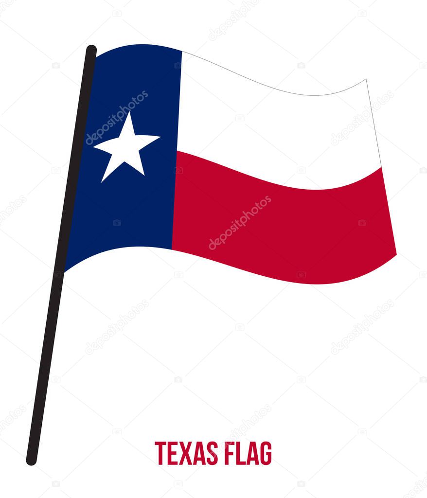 Texas (U.S. State) Flag Waving Vector Illustration on White Background