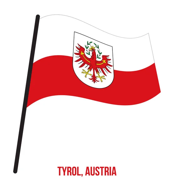 Tyrol Flag Waving Vector Illustration on White Background. States Flag of Austria — Stock Vector