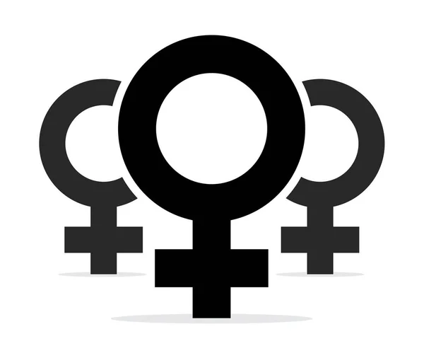 Black Female Icons Illustration di White Background. Simbol Gender Wanita Vektor Datar - Stok Vektor