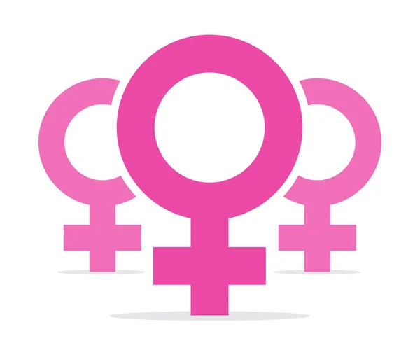 "Pink Female Icons Illustration" di White Background. Simbol Gender Wanita Vektor Datar - Stok Vektor