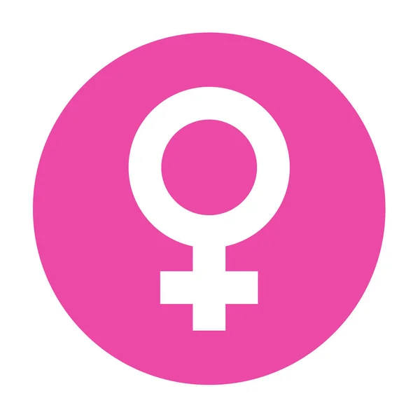 Símbolo femenino redondo en color rosa. Estilo de diseño plano. Símbolo de género vectorial Silueta simple — Vector de stock