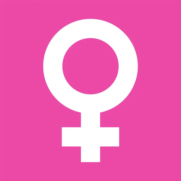 Symbol żeński w kolorze różowym tle. Ikona orientacji seksualnej kobiet. Wektor płeć znak. — Wektor stockowy