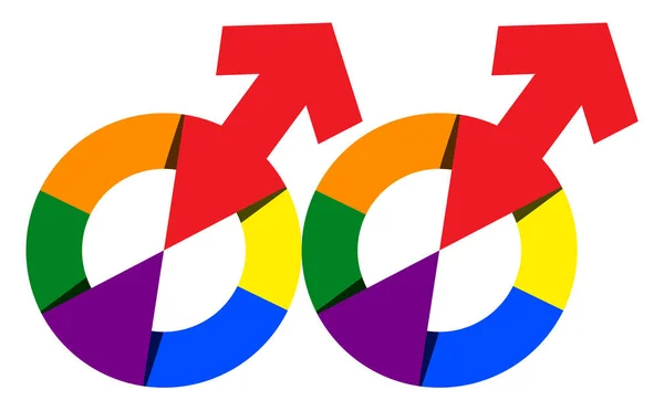 Gay symbol i Rainbow Color illustration. Vektor Rainbow homosexuella kön tecken — Stock vektor