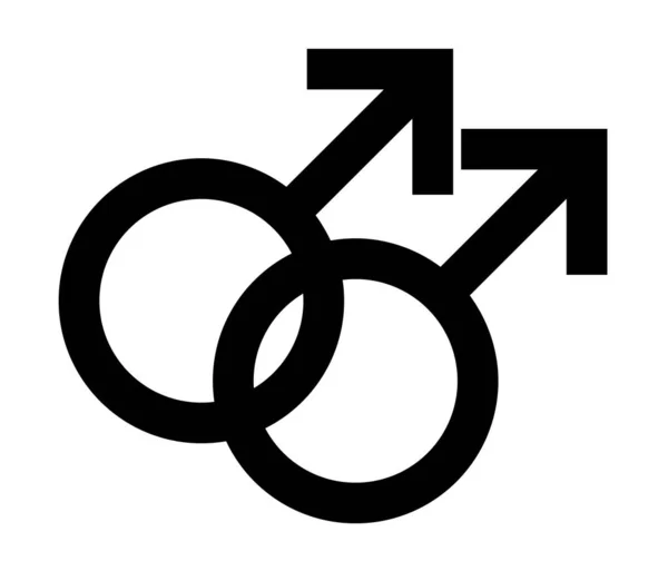 Symbole gay en contour simple Design de couleur noire. Signe de genre vecteur d'orientation sexuelle — Image vectorielle