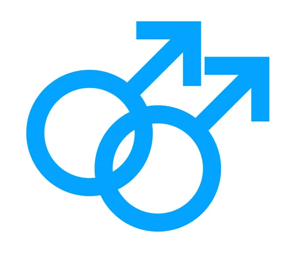 Homosexuell-Symbol in schlichtem, blauem Farbdesign. Vektor der sexuellen Orientierung Geschlechtszeichen — Stockvektor