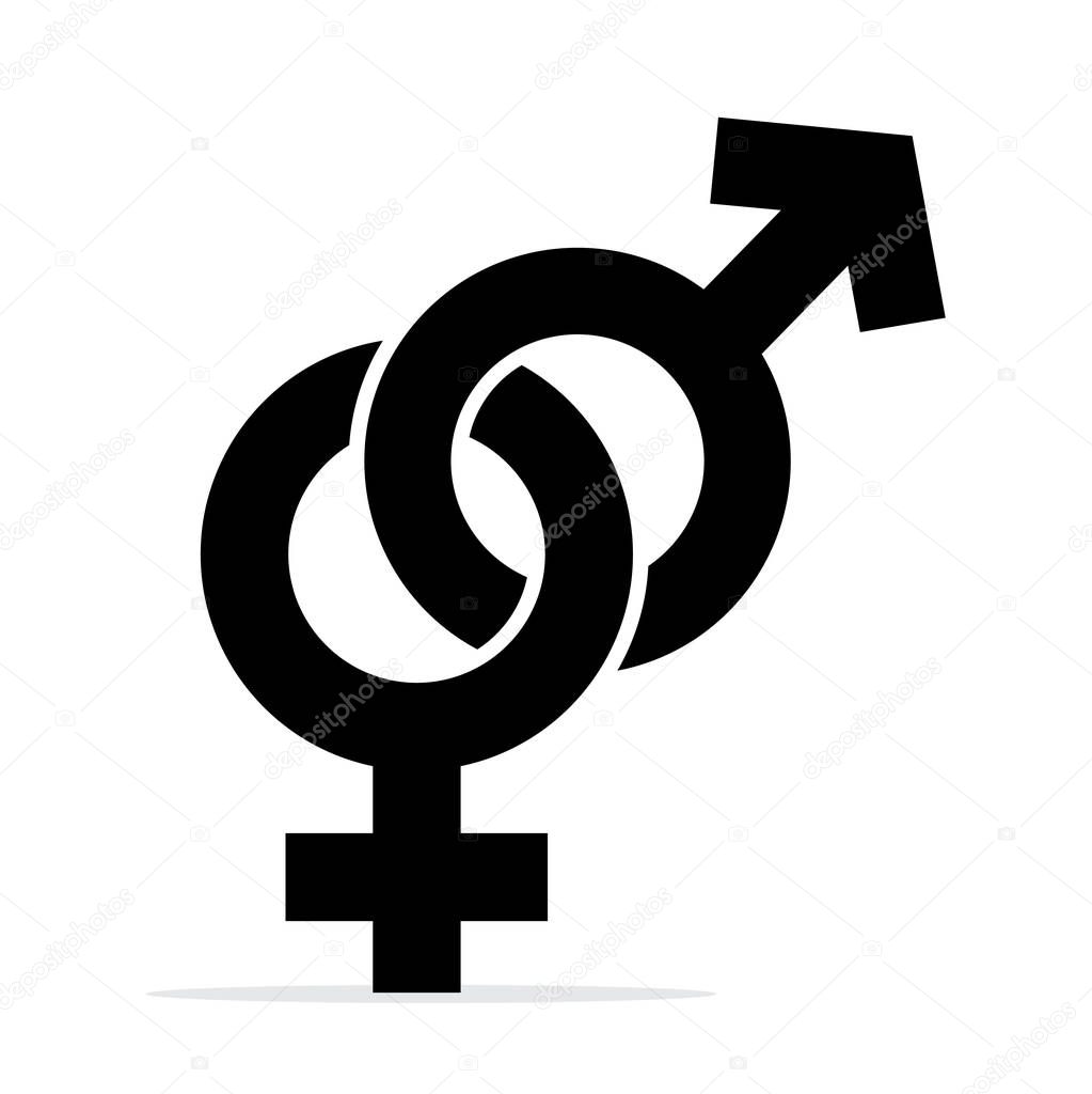 Gender Symbol Isolated on White Background. Vector Man and Woman Gender Flat Icons