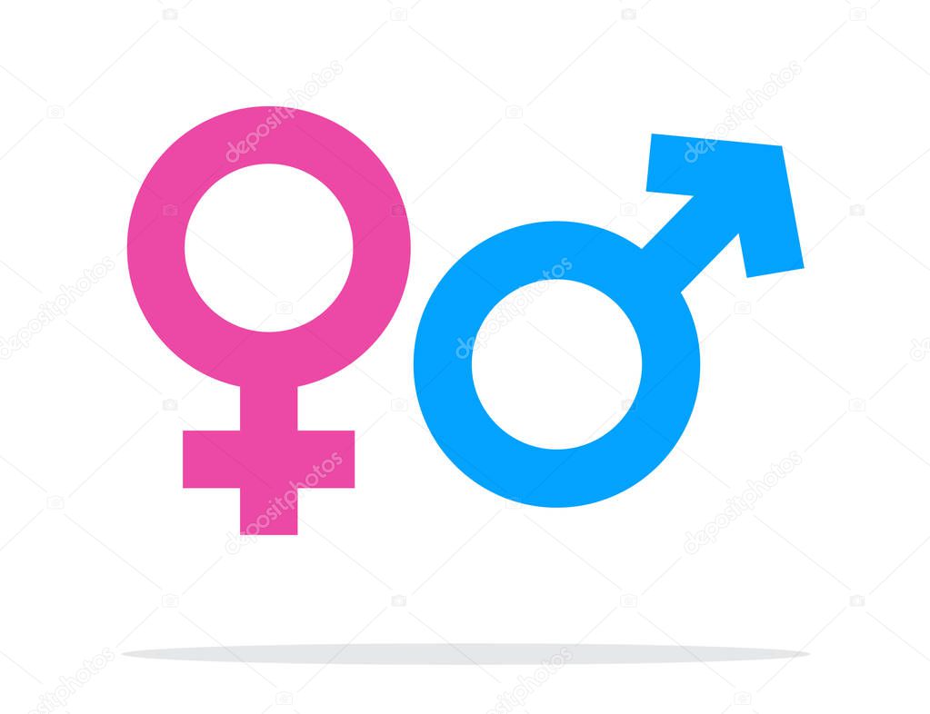 Gender Icon in Blue Pink Color. Vector Male and Female Gender Symbol.
