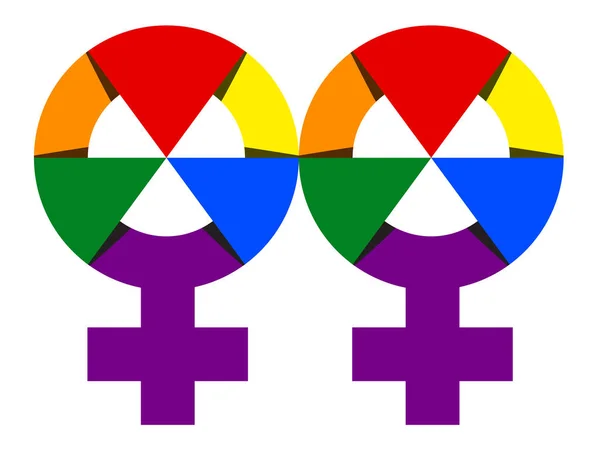 Leszbikus Symbol a Rainbow Color illusztráció. Vektor Rainbow homoszexualitásról Sign — Stock Vector
