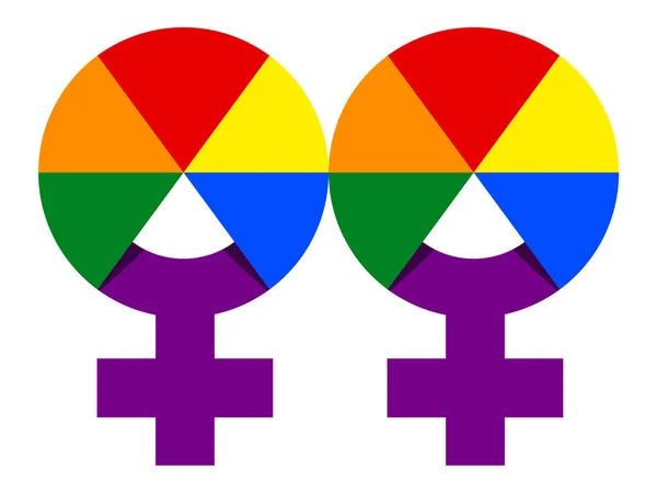 Leszbikus Symbol a Rainbow Color illusztráció. Vektor Rainbow homoszexualitásról Sign — Stock Vector