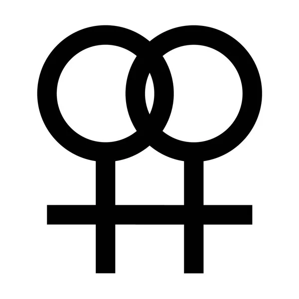 Leszbikus Symbol az egyszerű vázlatos fekete szín design. Szexuális irányultság Vector nemek bejelentkezés — Stock Vector