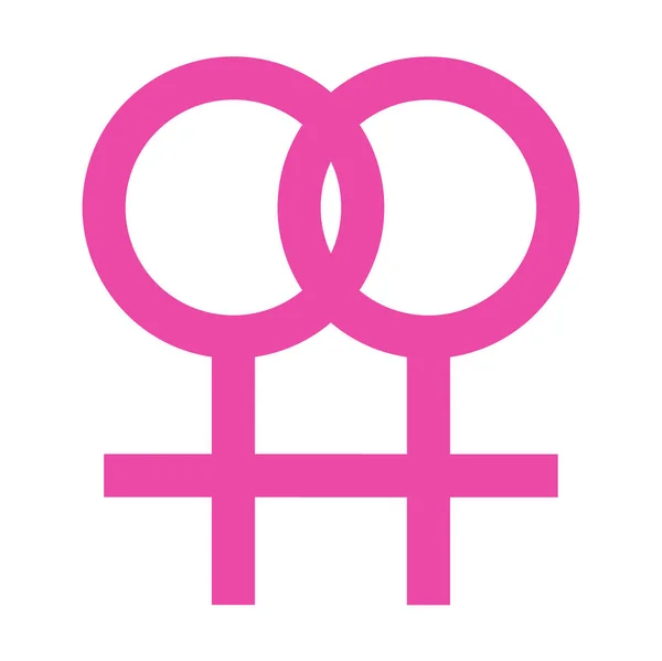 Lesbijki symbol w prosty zarys różowy kolor projekt. Orientacja seksualna wektor płeć znak — Wektor stockowy