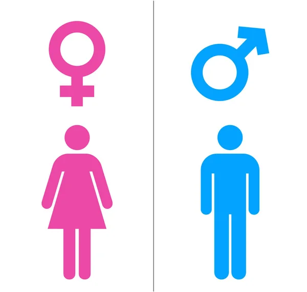 Iconos masculinos y femeninos con color azul y rosa. Género Símbolo Vector Ilustración . — Vector de stock