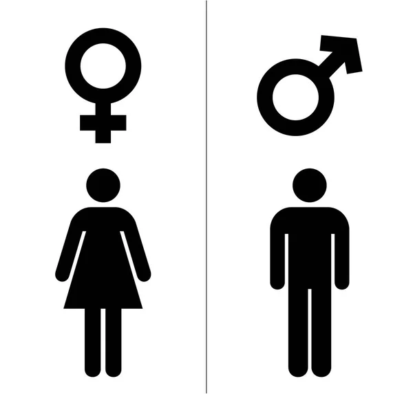 Icone maschili e femminili con colore nero. Illustrazione vettoriale del simbolo di genere . — Vettoriale Stock