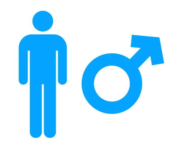 Mann flaches Symbol isoliert auf weißem Hintergrund. blaue Farbe Geschlecht Symbol Vektor Illustration. — Stockvektor