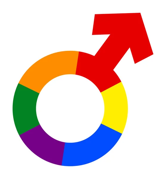 Mann-Symbol in Regenbogenfarbe Illustration. Vektor Regenbogen männliches Geschlechtszeichen — Stockvektor