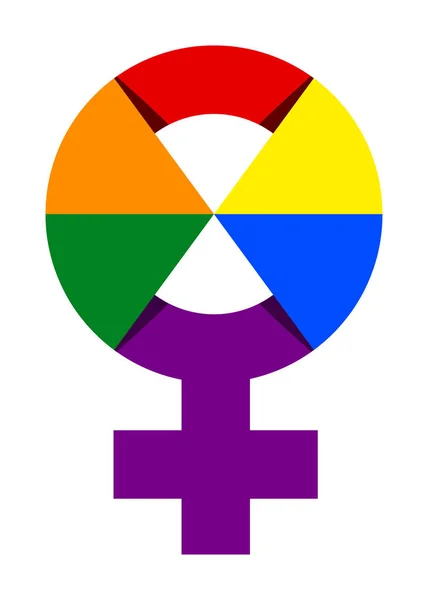 Иллюстрация женского символа в радужном цвете. Vector Rainbow Woman Gender Sign — стоковый вектор