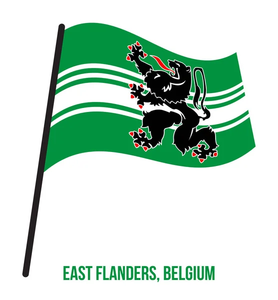东佛兰德斯旗挥舞矢量图示图上的白色背景。比利时省旗. — 图库矢量图片