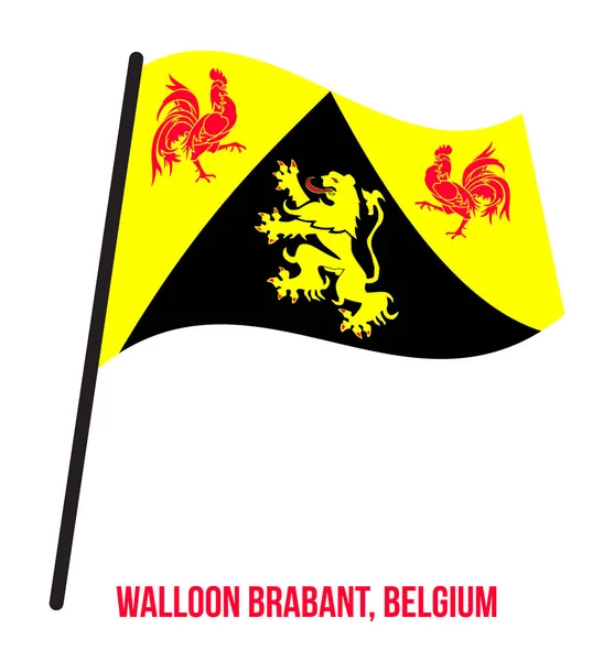 Vallonska Brabant flagga viftande vektor illustration på vit bakgrund. Belgiens provinser. — Stock vektor
