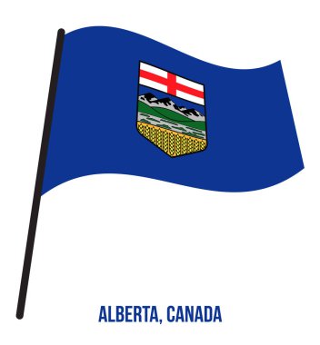 Beyaz Arka Plan üzerinde Alberta Bayrak Sallayarak Vektör İllüstrasyon. Kanada İller Bayrağı