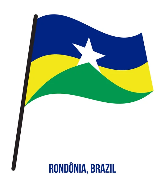 Illustration vectorielle du drapeau Rondonia sur fond blanc. États Drapeau du Brésil — Image vectorielle