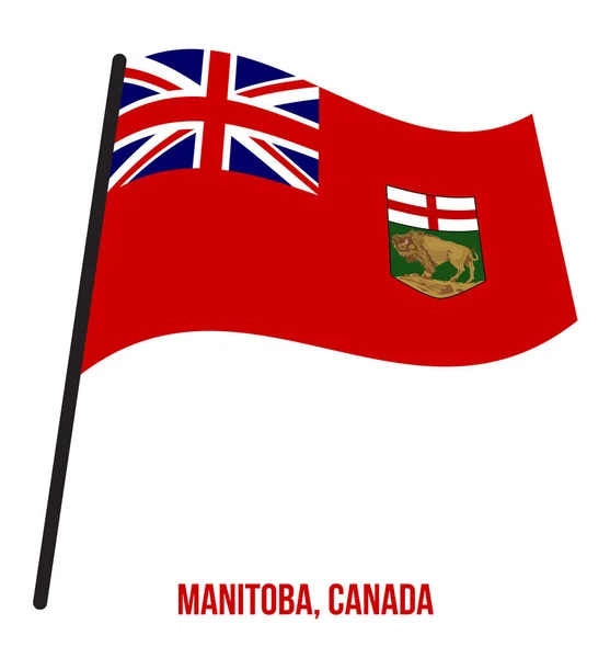 Beyaz Arka Plan üzerinde Manitoba Bayrak Sallanan Vektör İllüstrasyon. Kanada İller Bayrağı — Stok Vektör