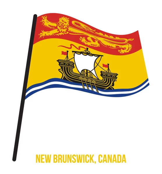 New Brunswick flagga viftande vektor illustration på vit bakgrund. Geografistubbar-Kanadas flagga — Stock vektor