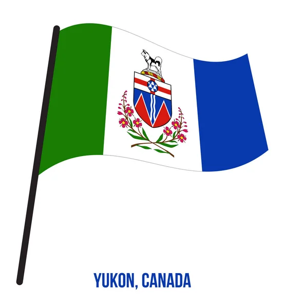 Yukon Flag Waving Vector Illustration on White Background. Bandera del Territorio de Canadá — Vector de stock