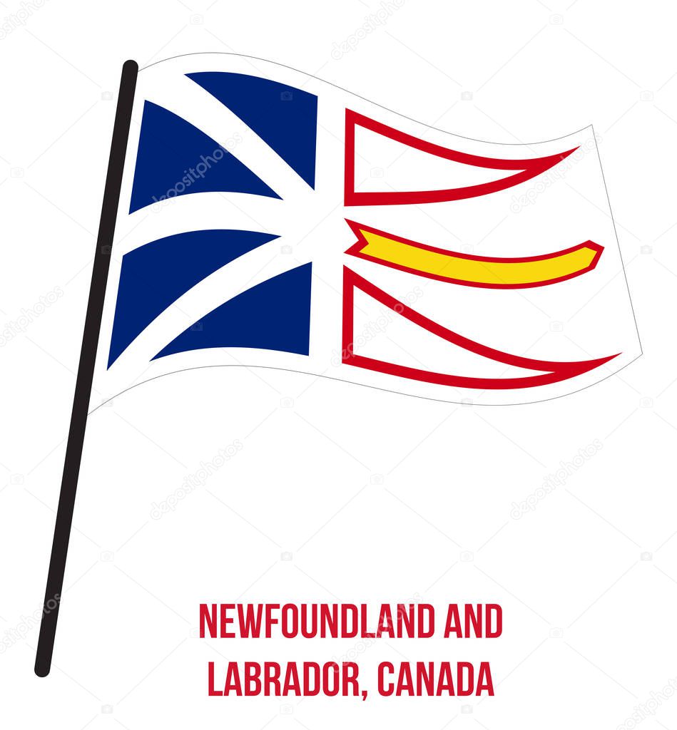 Newfoundland and Labrador Flag Waving Vector on White Background. Provinces Flag of Canada