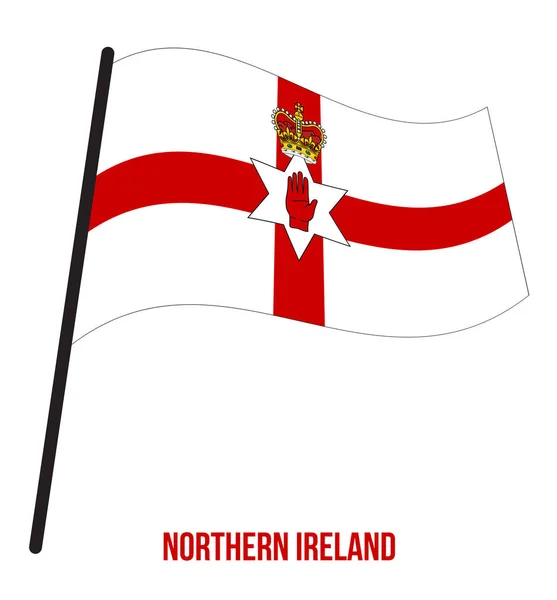 Northern Ireland Flag Waving Illustration on White Background (en inglés). Países del Reino Unido — Vector de stock