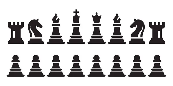 Figuras de Ajedrez Negro Piezas Vector Ilustración. Conjunto de iconos de ajedrez negro . — Vector de stock