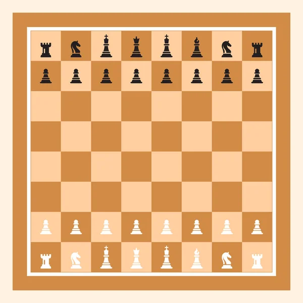 Échiquier brun avec figurine d'échecs. Jeu d'échecs Illustration vectorielle . — Image vectorielle