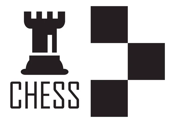 Koncepce šachového loga s šachovnicovým logem. Obrázek šachového vektoru. Černé šachy-ikony. — Stockový vektor