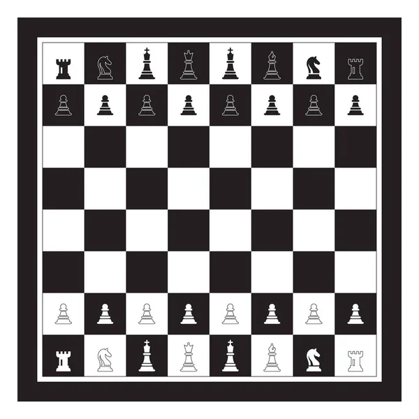 Échiquier noir et blanc avec figurine d'échecs. Jeu d'échecs Illustration vectorielle . — Image vectorielle